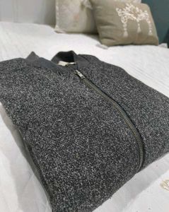 Wool charcoal grey bomber jacket