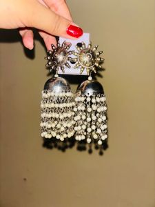 Boho Sun Jhumka Earrings with hair roller Curlur