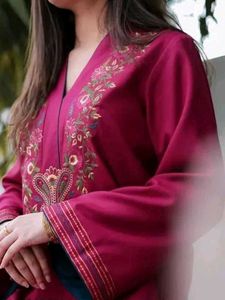 ✨ Royal Wine Embroidered Kurta Pant Set for Women