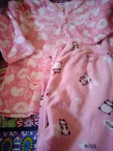 Cute Pink fur Pajama Set
