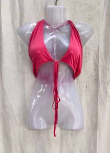 I. Hot Pink Halter Neck Crop Top