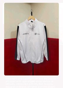 Men's White & Black Track Jacket