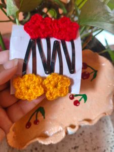 Handmade Crochet Hair Clips Set