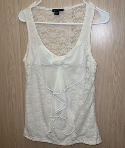 White Lace Bow Tank Top