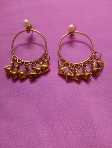 Boho Hoop Earrings with Pearly Studs