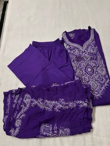 Royal Purple Embroidered 3Pc Suit Set