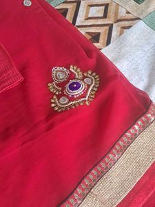 Yellow Bandhni Pallu And Red ♥️ Saree
