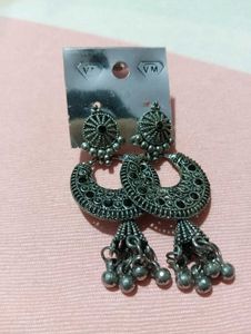 Oxidised Silver Jhumka Earrings ✨🖤