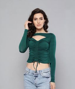 Stylish Green Ruched Crop Top