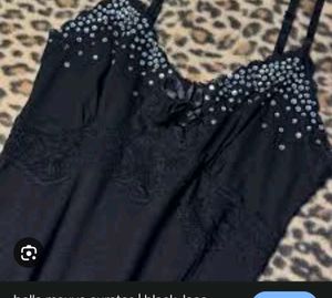 Elegant Black Camisole with Rhinestones