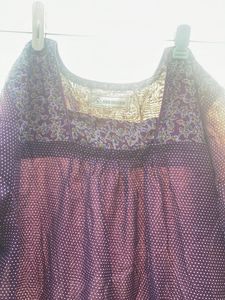 Purple Ethnic Gown with Ditsy Print