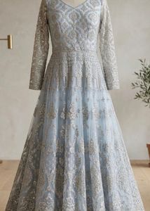 Stunning Blue Embroidered Gown