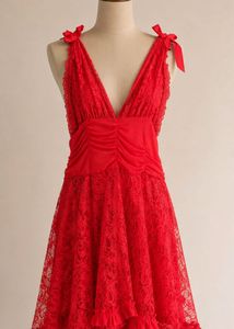 Red Lace Halter Neck Dress