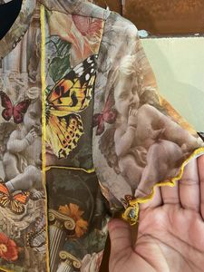 Sheer Butterfly &amp; Floral Print Dress