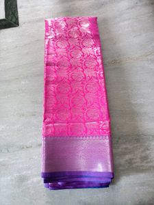 one day offer Pink Silk Saree with Intric