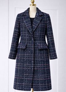 Elegant Navy Tweed Overcoat🖤🦋