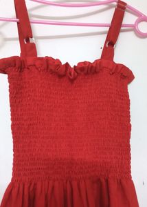 Red Dress With Shirt Like Overcoat