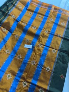 Embroidered Green Silk Saree