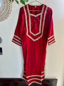 Bridal maroon japan silk Embroidery suit pant set