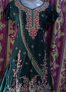 Embroidered Green Kurti