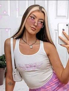 y2k Cute Butterfly Crop Tank Top