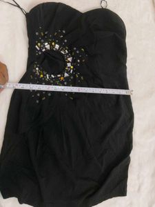 Black Embellished Strapless Dress