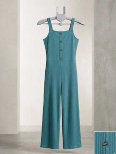 Teal Ribbed Wide-Leg Jumpsuit