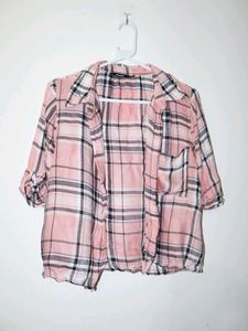 Cute Pink Plaid Button-Up Shirt