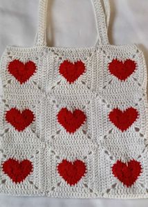 Heart Crochet Tote Bag