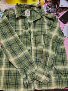 Green Plaid Button-Up Shirt