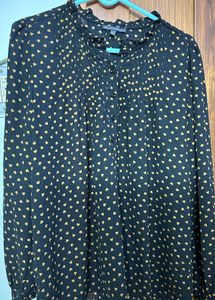 Chic Black Heart Print Long Sleeve Top