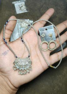 Silver Oxidized Necklace and Earring Set