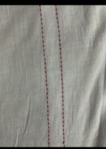 White Cotton Kurta with Red Embroidery
