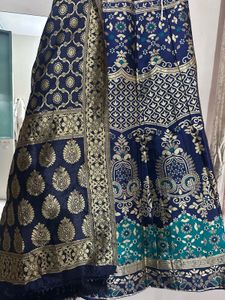 Elegant Blue &amp; Gold Brocade Skirt