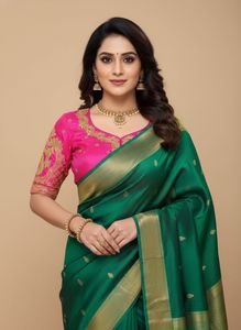 Pink Embroidered Sari Blouse