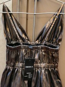 Metallic Ruched Mini Dress (size 24)XS