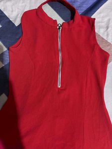Chic Red Zipper Dress