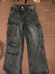 Women's Grey Cargo Jeans