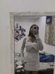 Ruched Sexy Bodycon Stress In Pretty White Colour