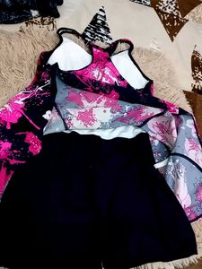 Vibrant Floral Print Tank Dress swimming suit
