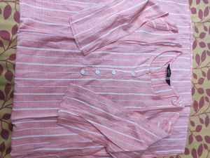 Pink Self Weaving With Stripes