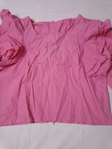 Pink Ruffled Sleeve Top