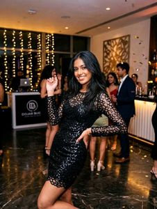 Elegant Black Sequin Lace Dress