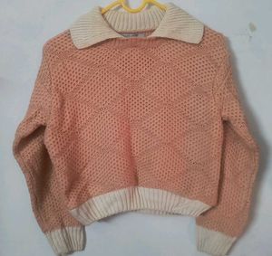 Trendy Peach Knit Sweater