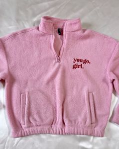 Cute Pink Fleece/Teddy Pullover Sweatshirt
