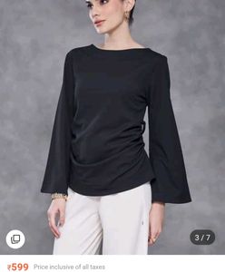 adjustable shein Chic Black Bell Sleeve Top