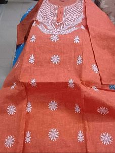 46" bust New Orange Embroidered Kurti knee length