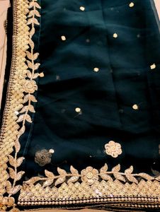 Elegant Cream &amp; Black Lehenga Set