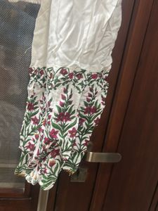 White Floral Print Kurta with Dupatta