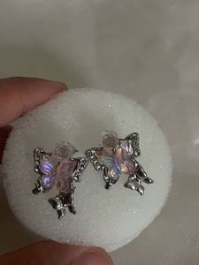 Cute Bow holographic pink Butterfly Earrings